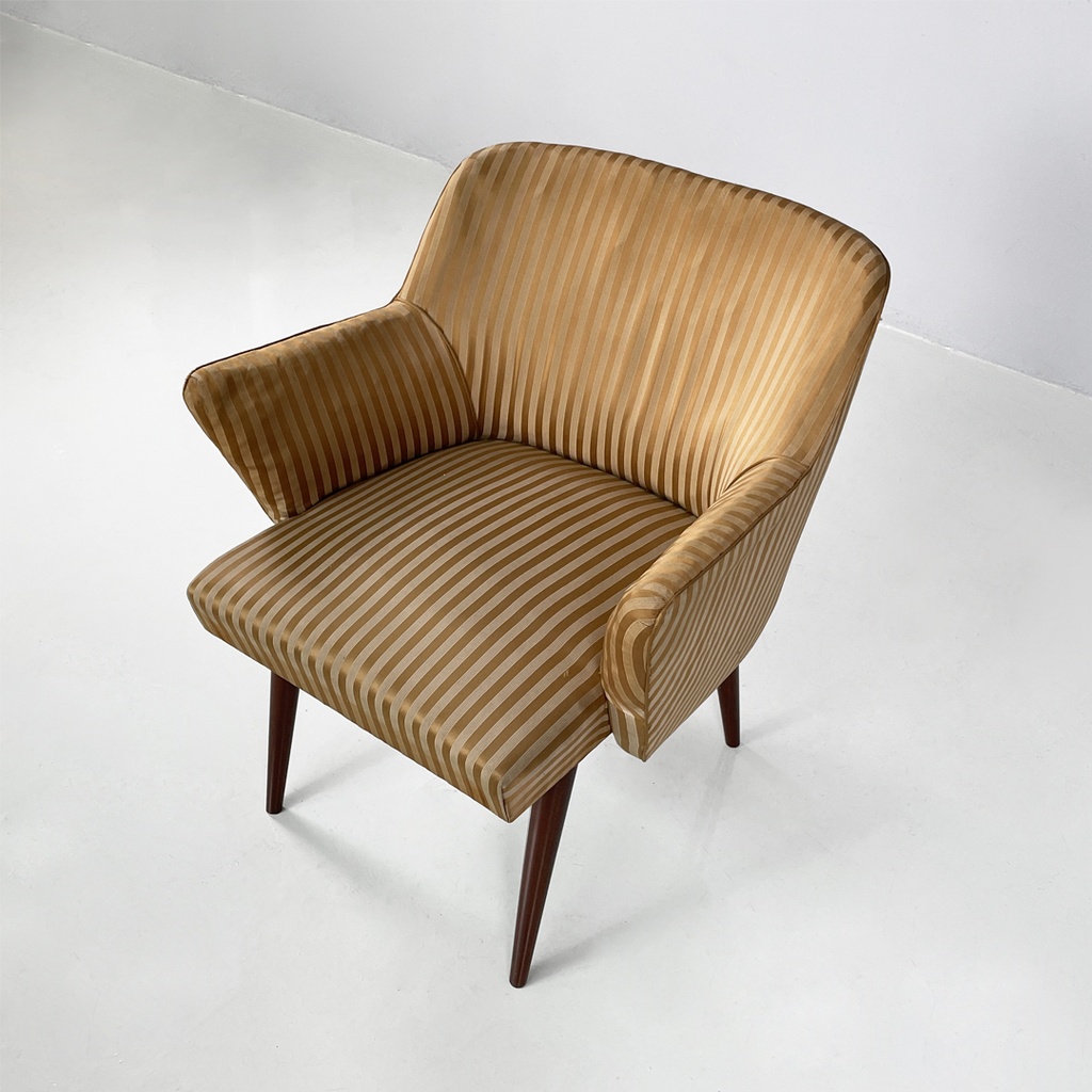 Poltrone in tessuto a righe e legno, 1950 ca.