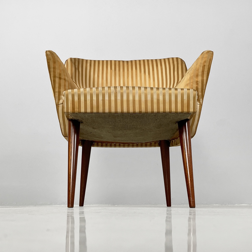 Poltrone in tessuto a righe e legno, 1950 ca.