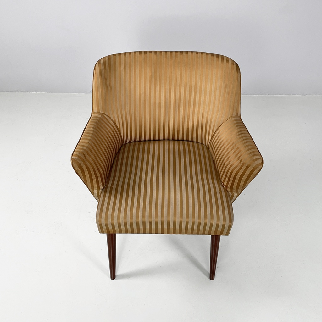 Poltrone in tessuto a righe e legno, 1950 ca.