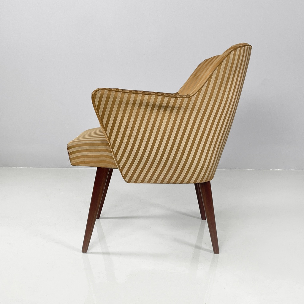 Poltrone in tessuto a righe e legno, 1950 ca.