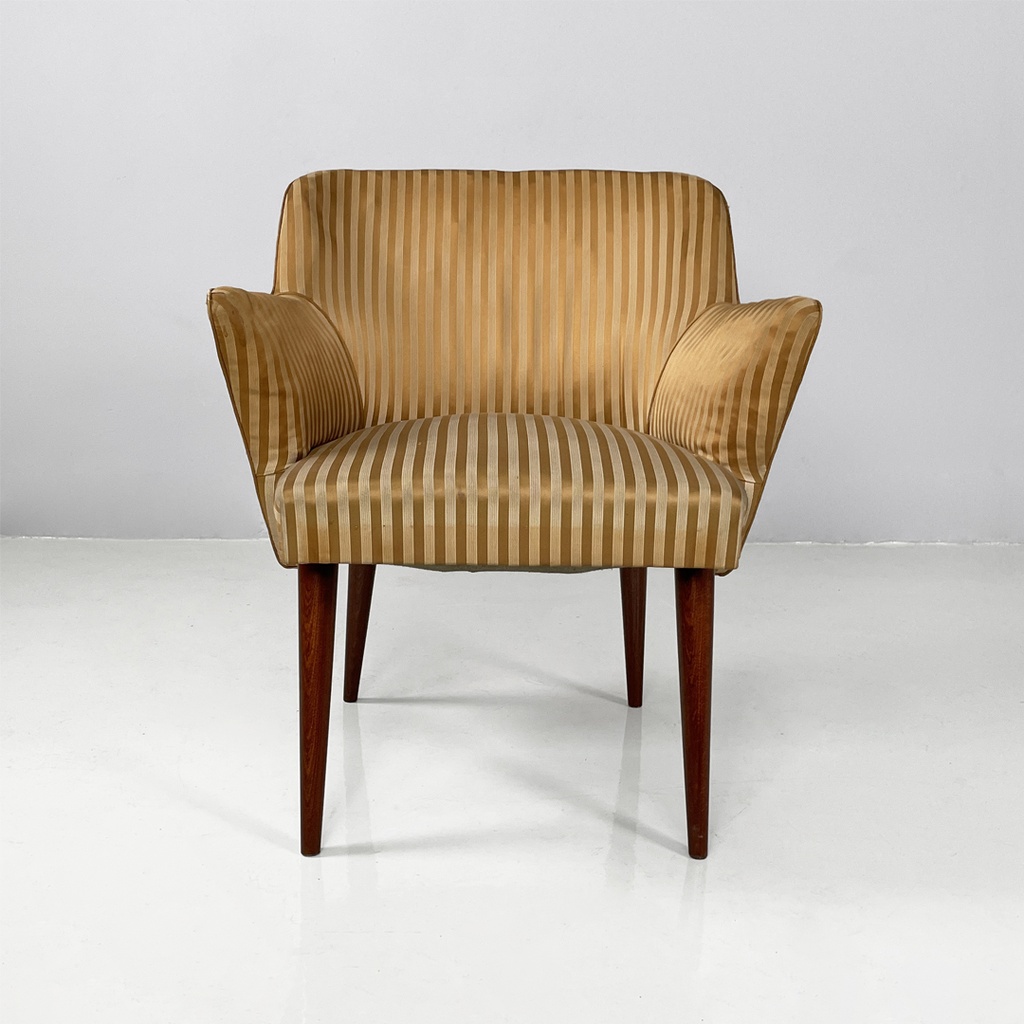 Poltrone in tessuto a righe e legno, 1950 ca.