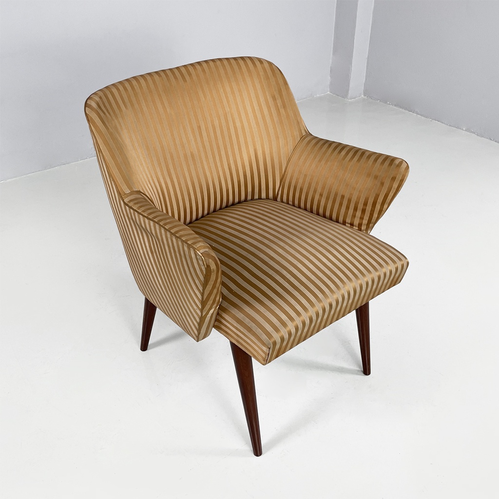 Poltrone in tessuto a righe e legno, 1950 ca.