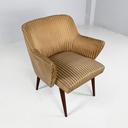 Poltrone in tessuto a righe e legno, 1950 ca.