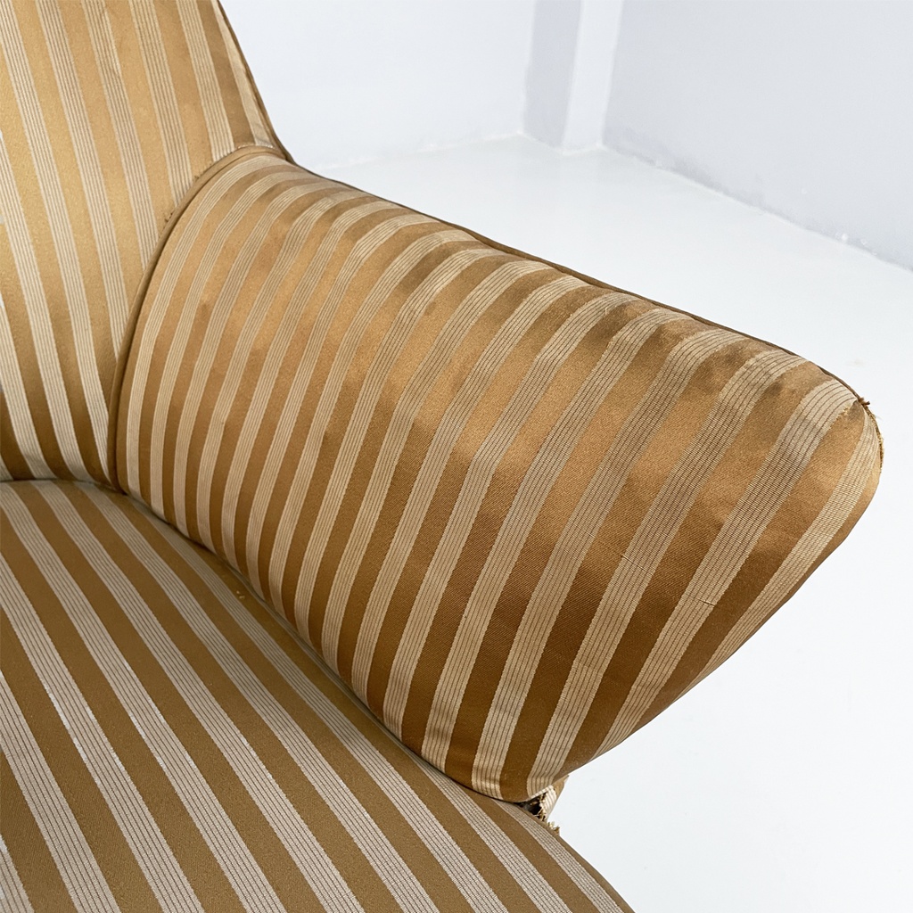 Poltrone in tessuto a righe e legno, 1950 ca.