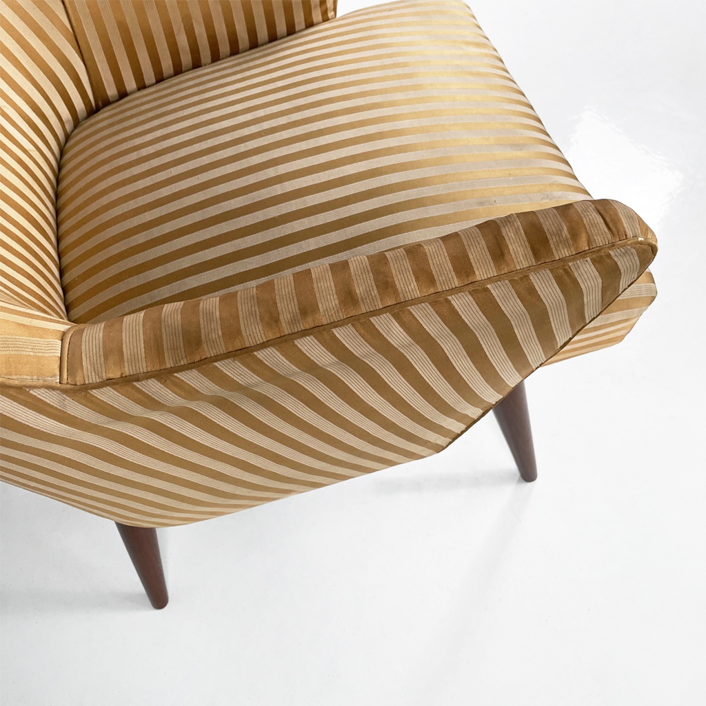 Poltrone in tessuto a righe e legno, 1950 ca.