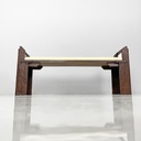 Panca in legno e tessuto, 1980 ca.