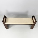 Panca in legno e tessuto, 1980 ca.