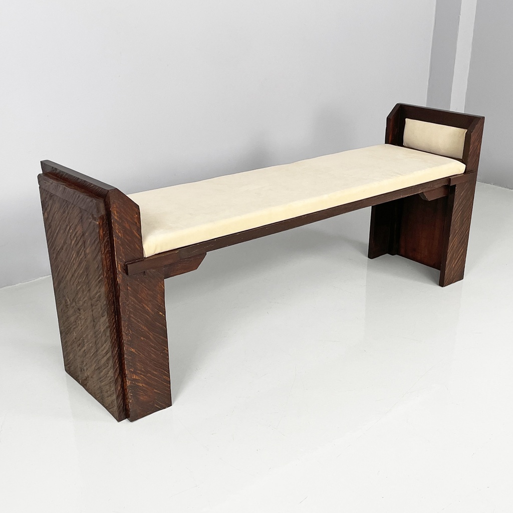 Panca in legno e tessuto, 1980 ca.