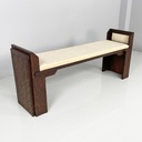 Panca in legno e tessuto, 1980 ca.