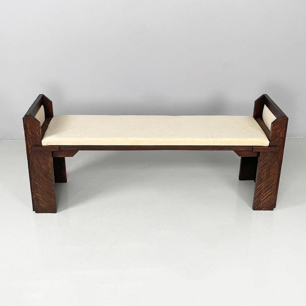 Panca in legno e tessuto, 1980 ca.