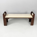 Panca in legno e tessuto, 1980 ca.