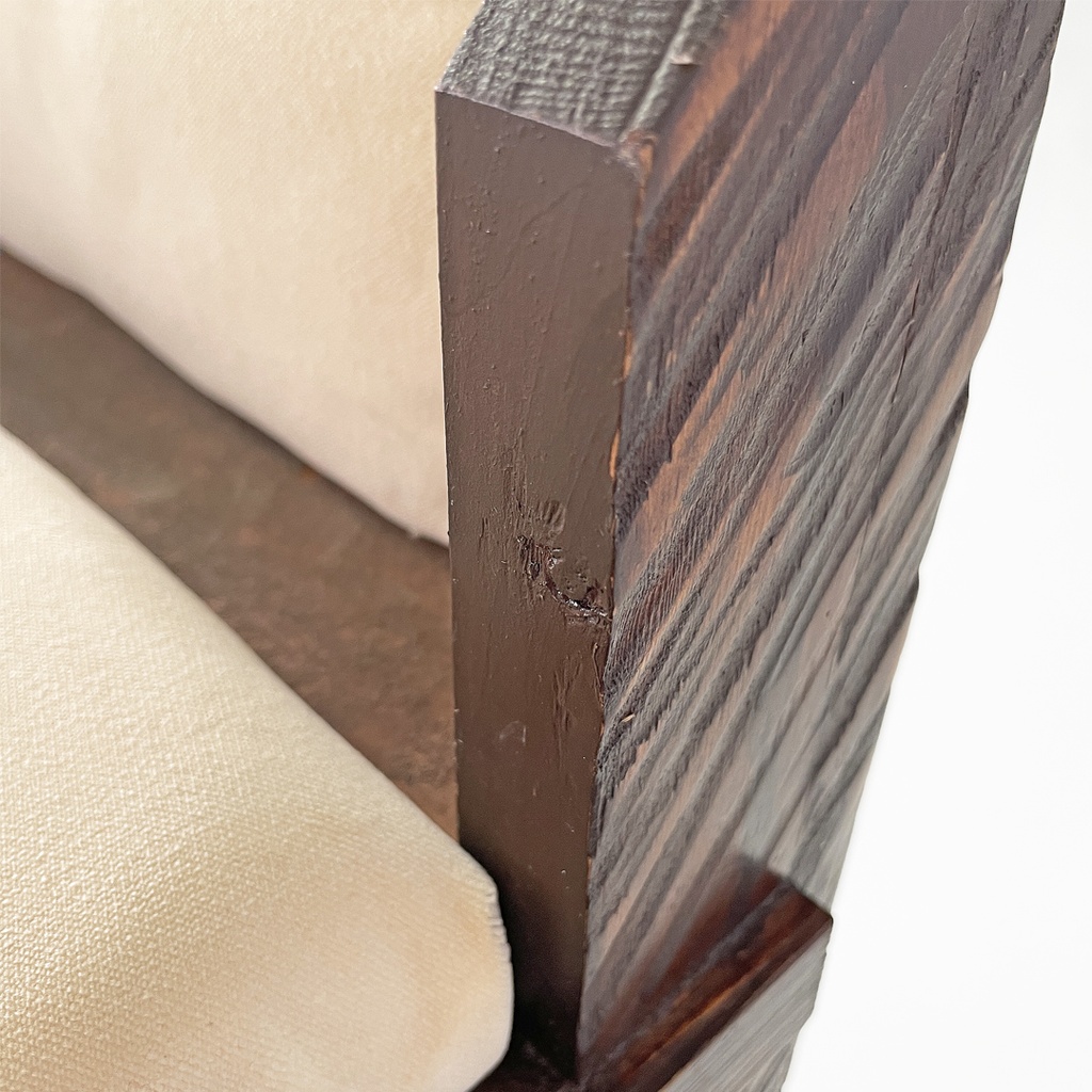 Panca in legno e tessuto, 1980 ca.