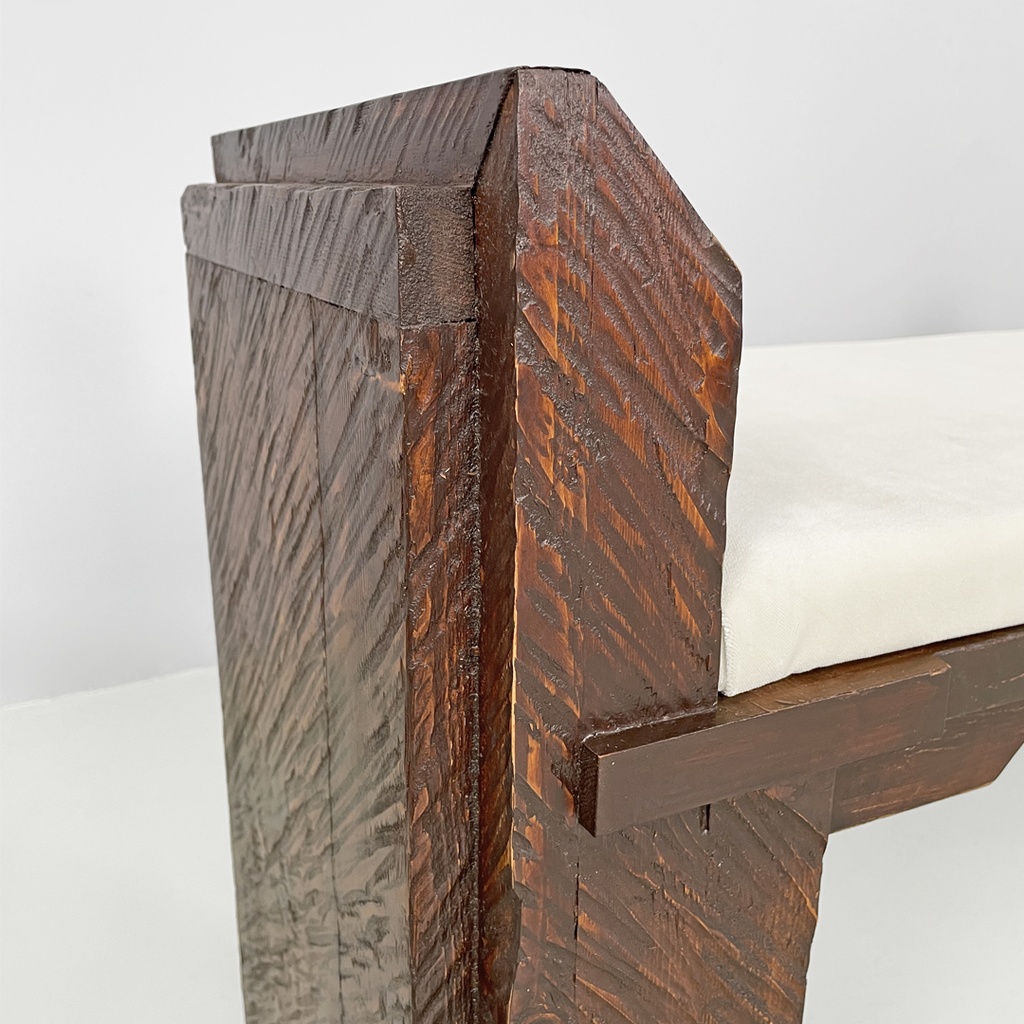 Panca in legno e tessuto, 1980 ca.