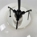 Lampadario tondo in vetro bianco, 1950 ca.