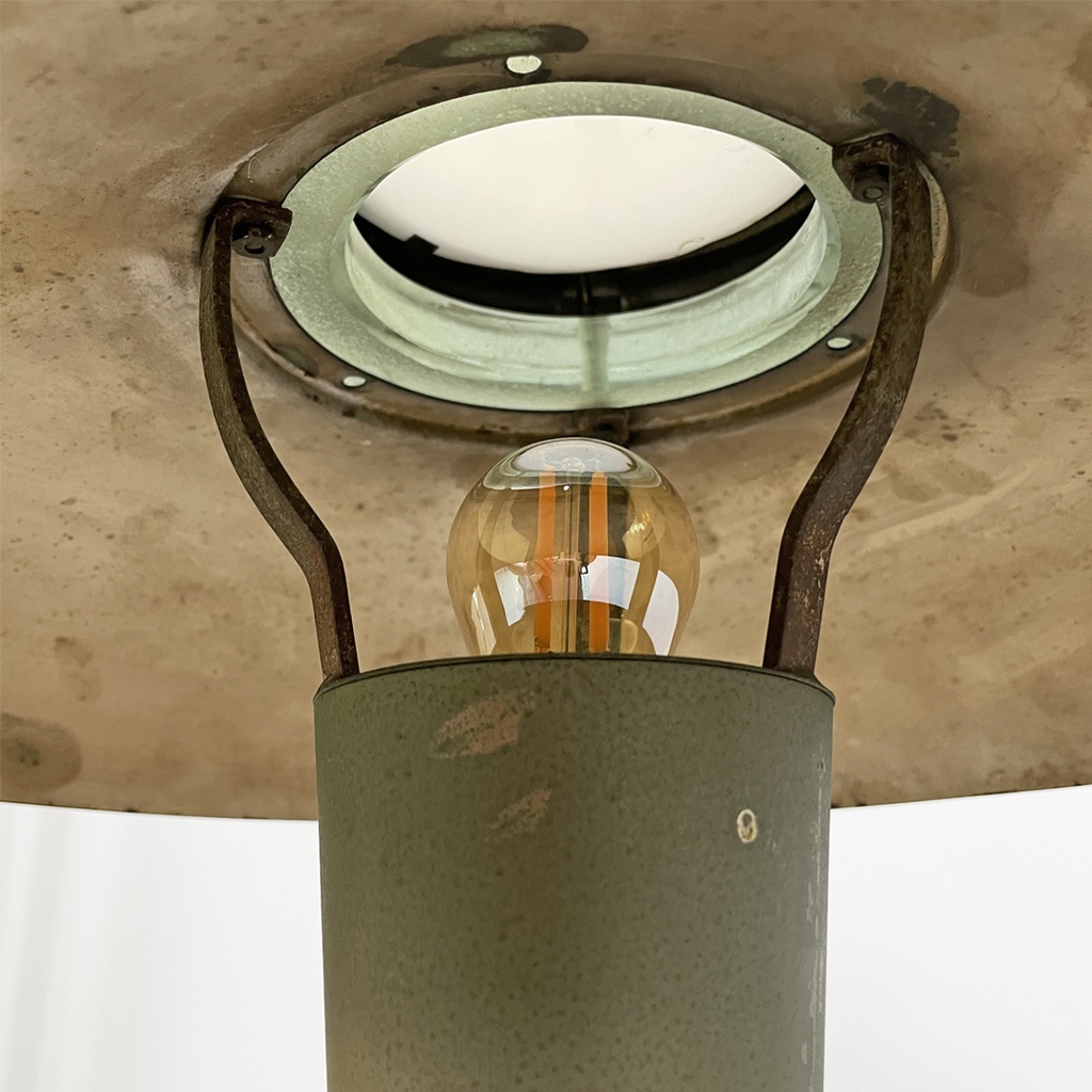 Lampada da tavolo in ottone e vetro, 1930 ca.