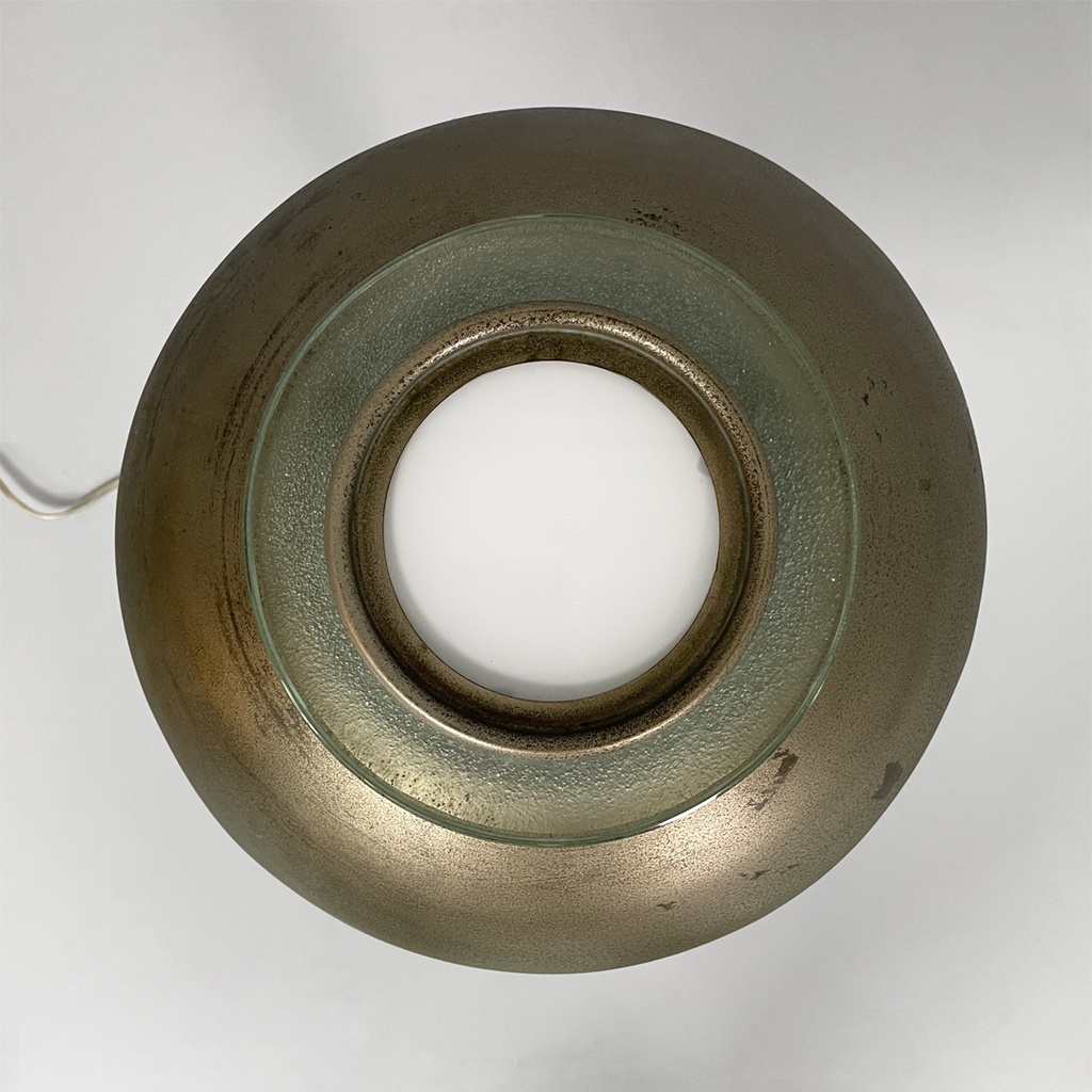 Lampada da tavolo in ottone e vetro, 1930 ca.