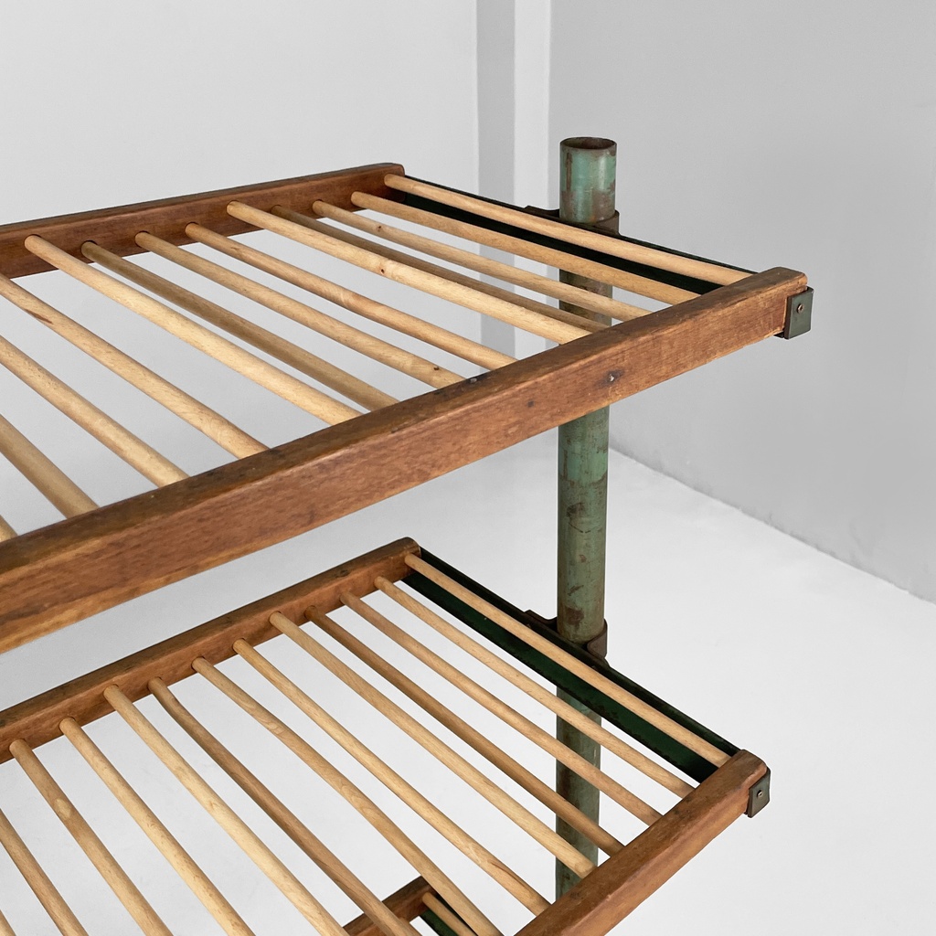 Carrello in legno e metallo verde, 1920 ca.