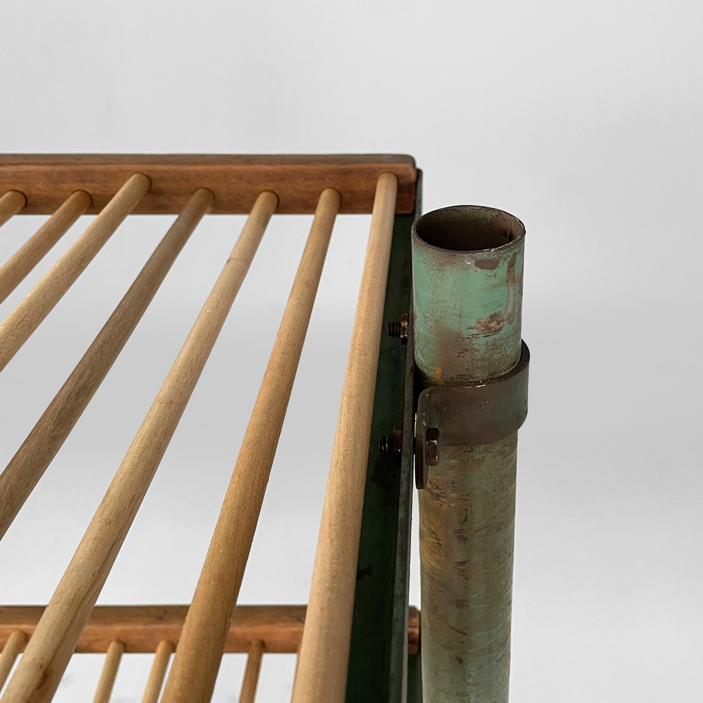 Carrello in legno e metallo verde, 1920 ca.