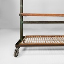 Carrello in legno e metallo verde, 1920 ca.