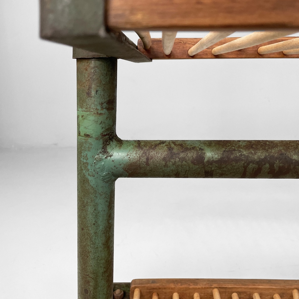 Carrello in legno e metallo verde, 1920 ca.