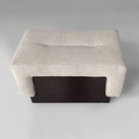 Pouf in legno e tessuto beige, 1970 ca.