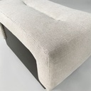 Pouf in legno e tessuto beige, 1970 ca.