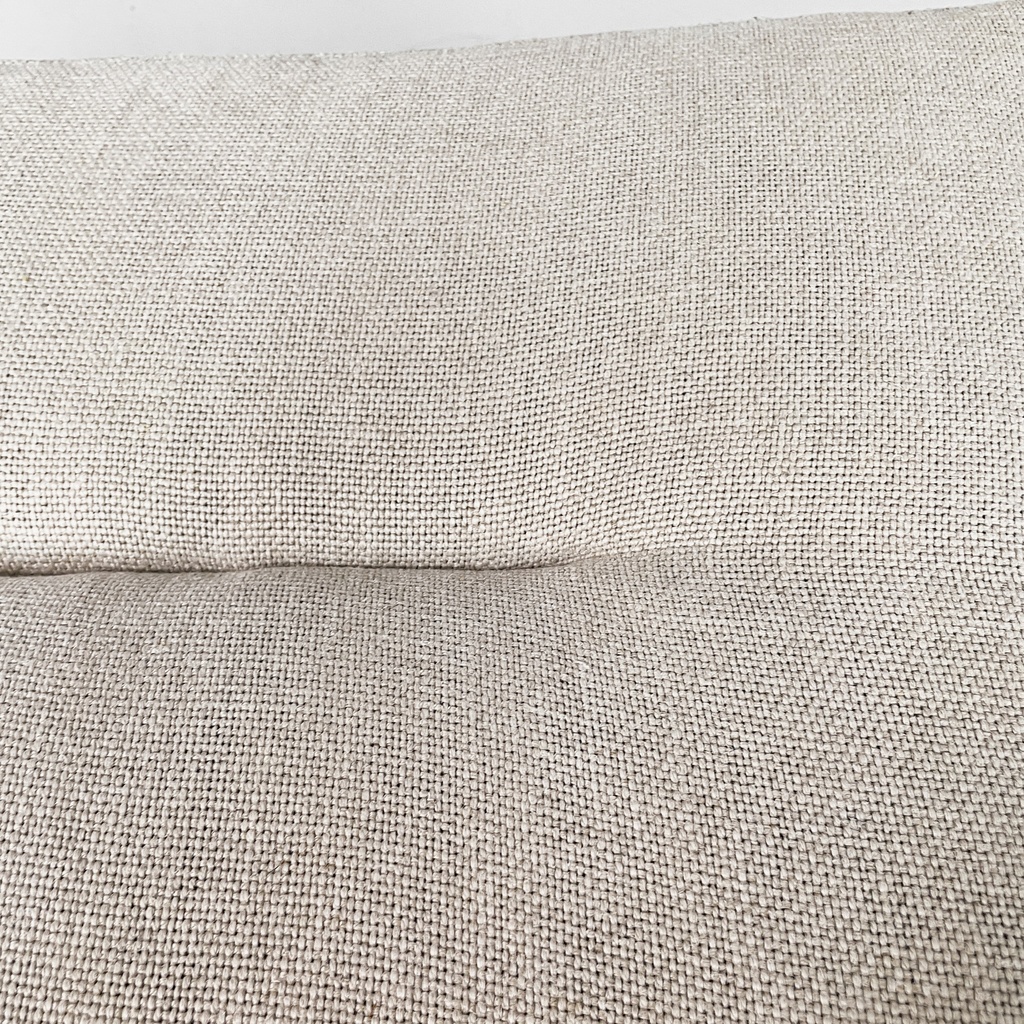 Pouf in legno e tessuto beige, 1970 ca.