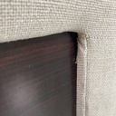 Pouf in legno e tessuto beige, 1970 ca.