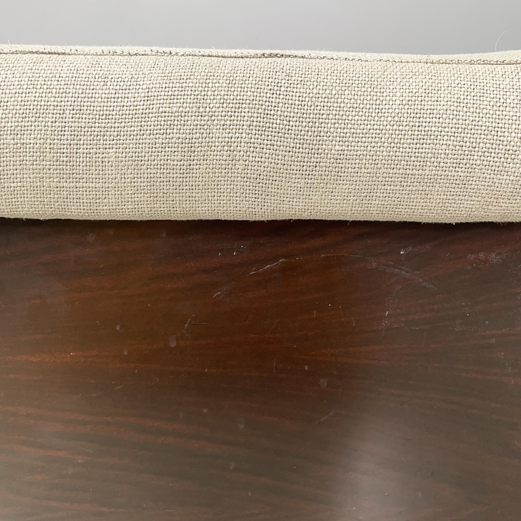 Pouf in legno e tessuto beige, 1970 ca.