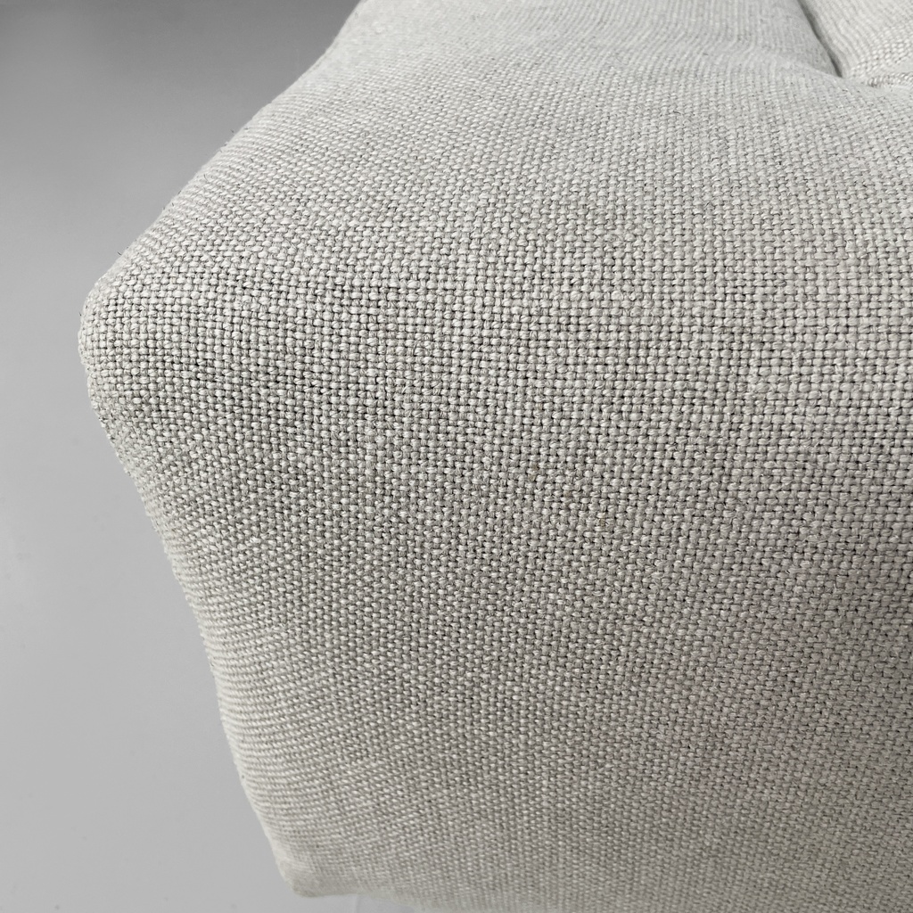 Pouf in legno e tessuto beige, 1970 ca.