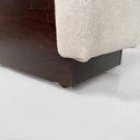 Pouf in legno e tessuto beige, 1970 ca.