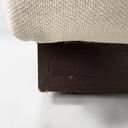 Pouf in legno e tessuto beige, 1970 ca.