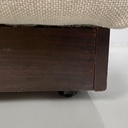 Pouf in legno e tessuto beige, 1970 ca.