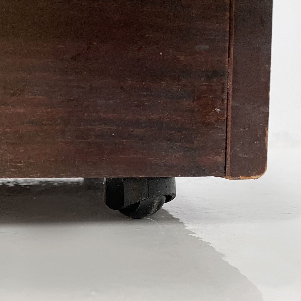 Pouf in legno e tessuto beige, 1970 ca.