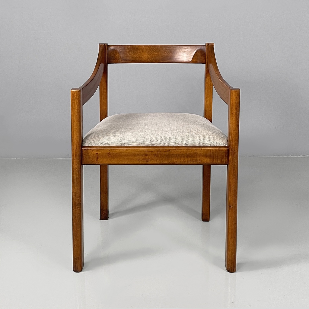 Sedie in legno e tessuto beige, 1970 ca.