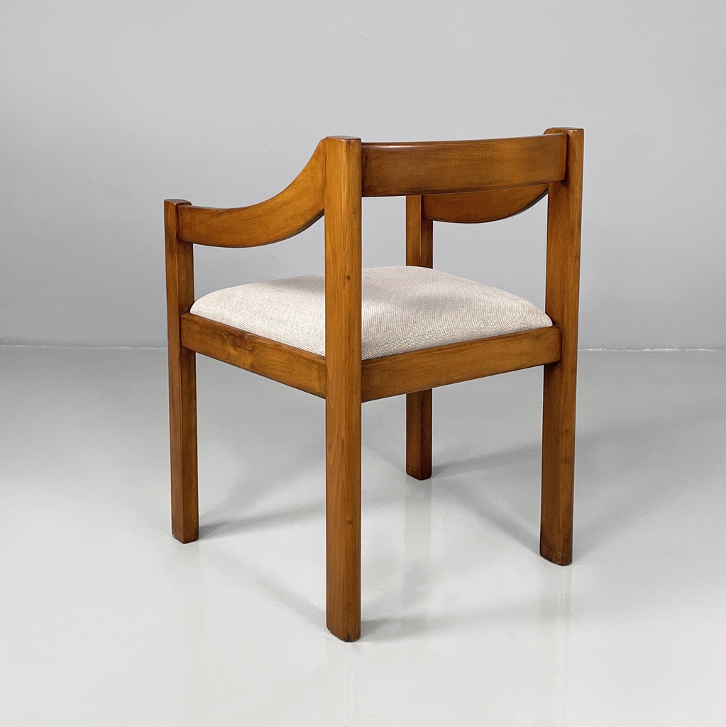 Sedie in legno e tessuto beige, 1970 ca.