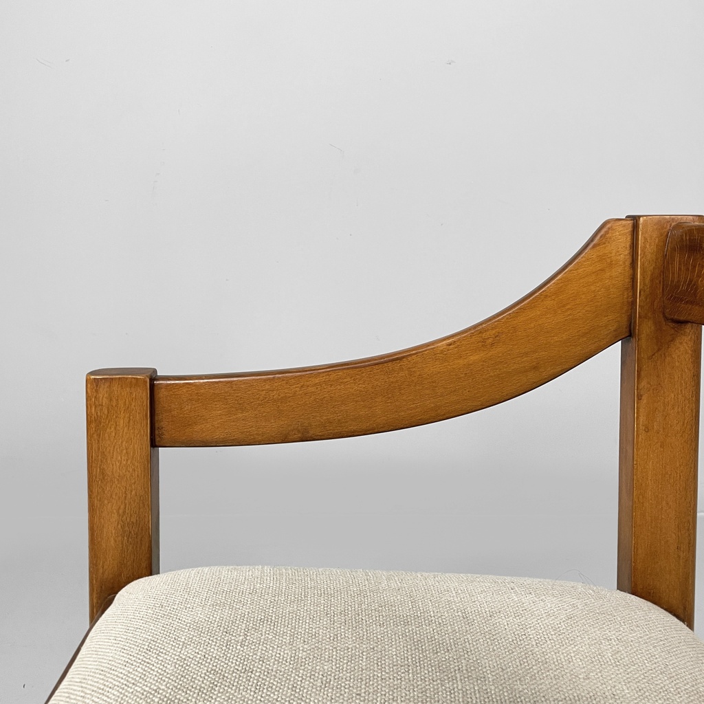 Sedie in legno e tessuto beige, 1970 ca.