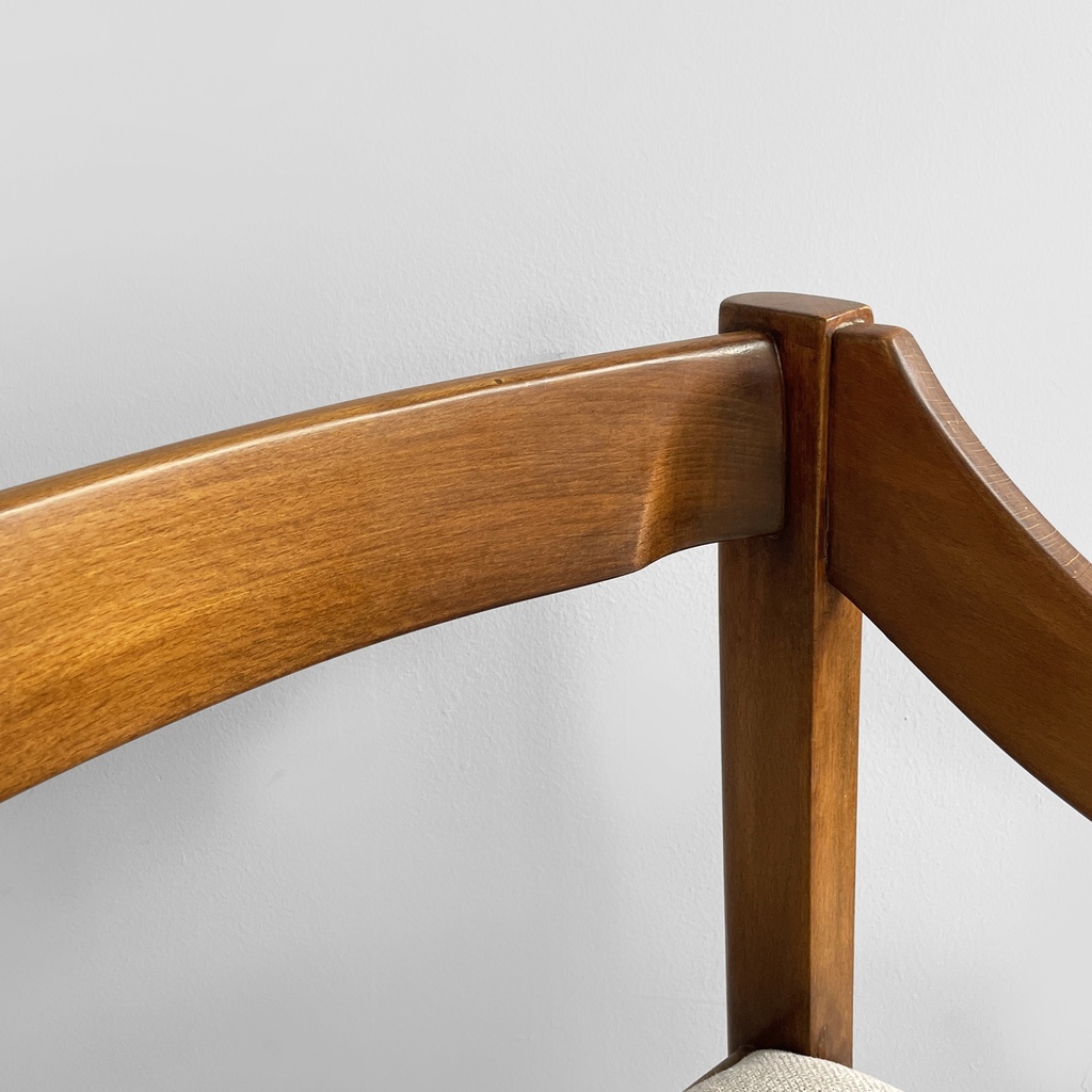 Sedie in legno e tessuto beige, 1970 ca.