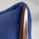 Poltrone in velluto blu e legno, 1960 ca.
