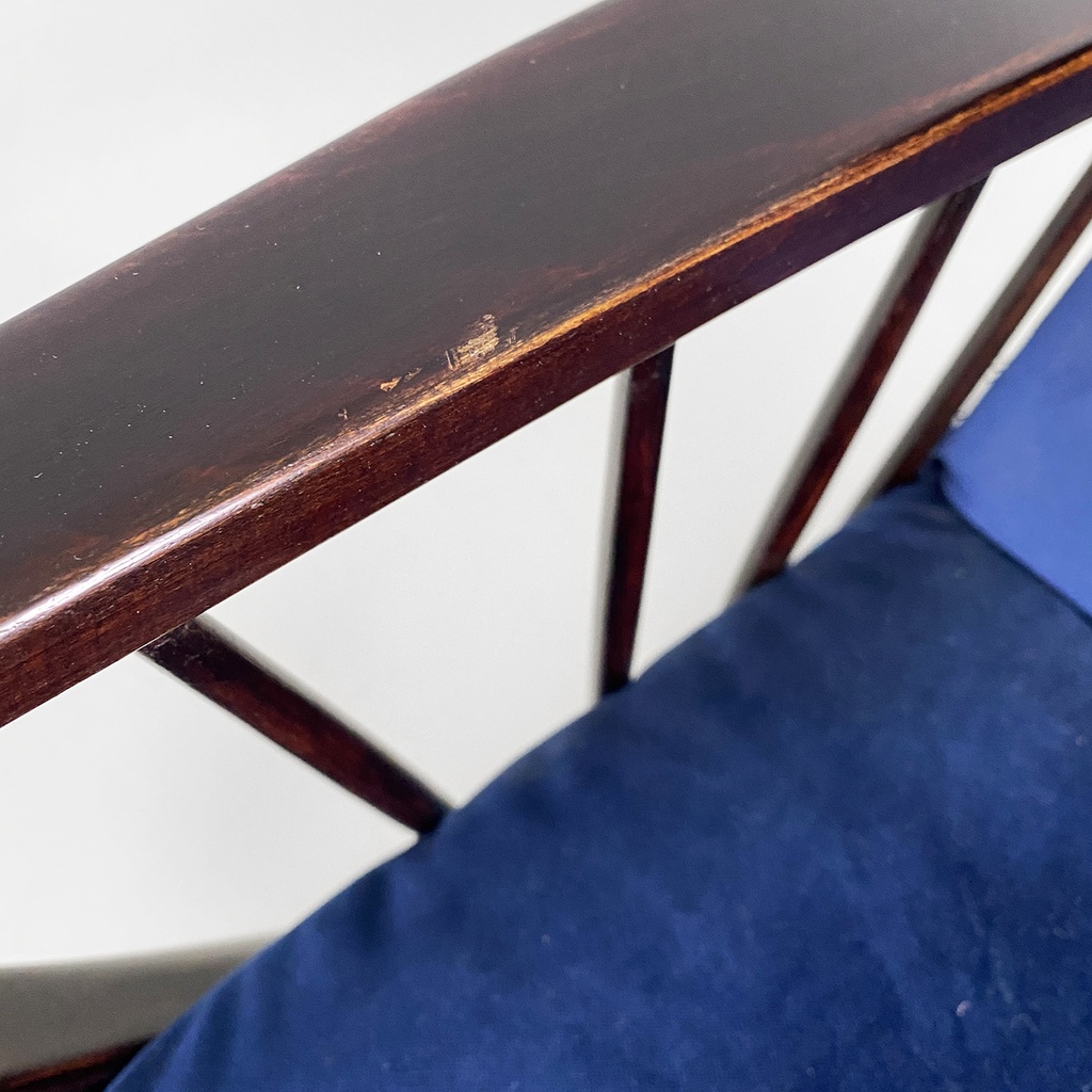 Poltrone in velluto blu e legno, 1960 ca.