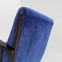 Poltrone in velluto blu e legno, 1960 ca.