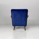 Poltrone in velluto blu e legno, 1960 ca.