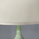 Lampada da terra in tessuto e vetro opalino verde, 1930 ca.