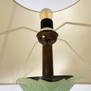 Lampada da terra in tessuto e vetro opalino verde, 1930 ca.