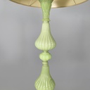 Lampada da terra in tessuto e vetro opalino verde, 1930 ca.