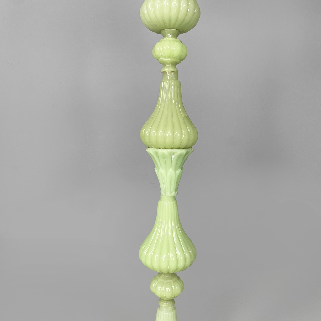 Lampada da terra in tessuto e vetro opalino verde, 1930 ca.