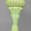 Lampada da terra in tessuto e vetro opalino verde, 1930 ca.