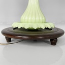Lampada da terra in tessuto e vetro opalino verde, 1930 ca.