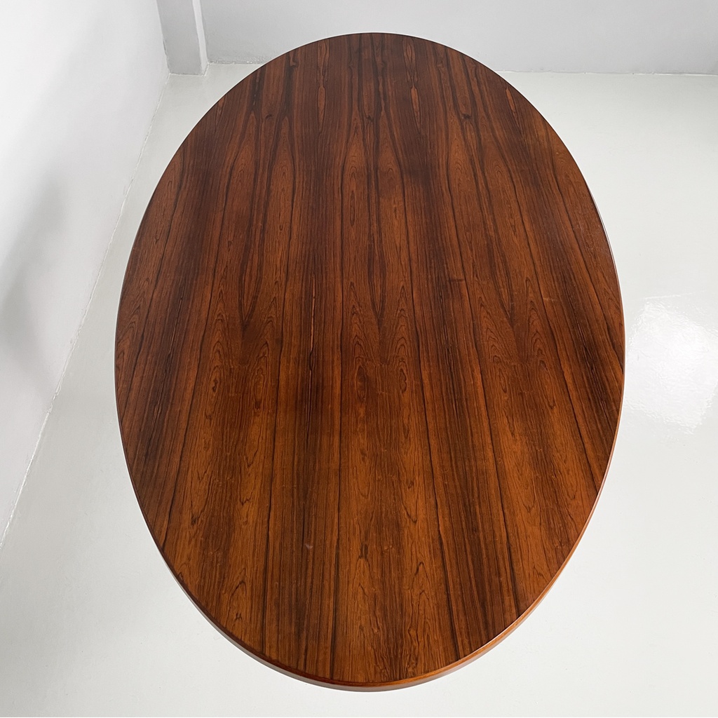 Tavolo da pranzo in legno e metallo, 1970 ca. 