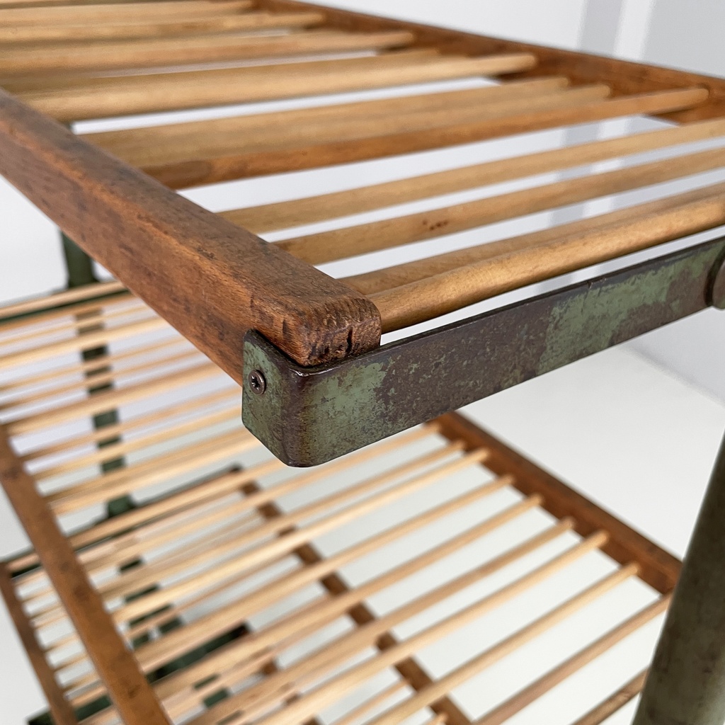 Carrello in legno e metallo verde, 1920 ca.